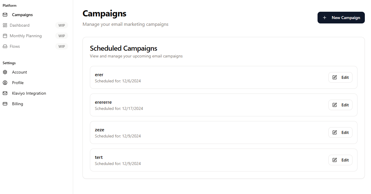 Email Planning